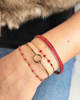 Composition bracelet jonc plaqué or accroche cercle création tendance femme - Madame Vedette