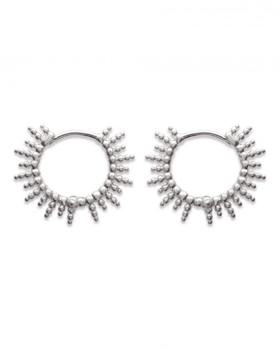 Boucles d'oreilles créoles motif solaire argent 925 - Bijoux fantaisie tendances Madame Vedette