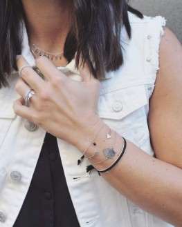 Jonc ouvert bracelet suédine pour femme en argent 925 - Bijoux de créateurs tendances - Madame Vedette