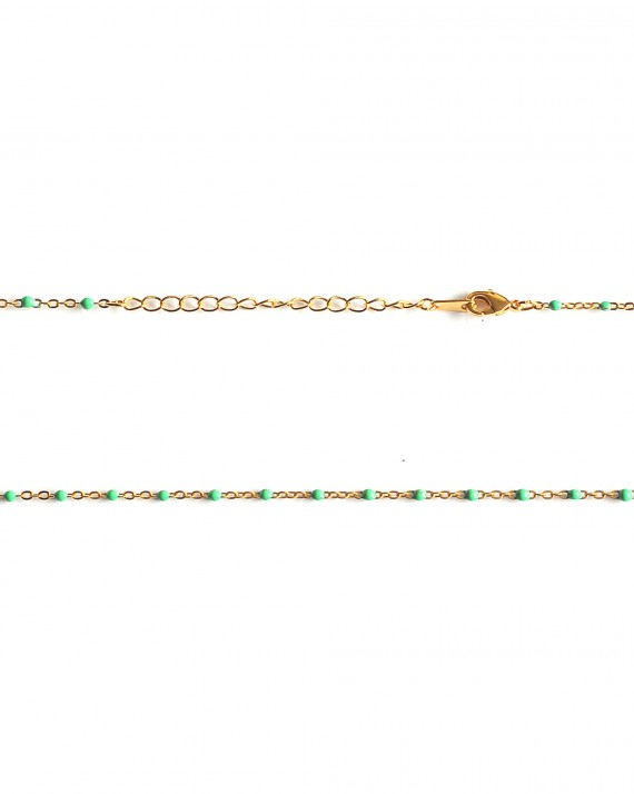 Collier sur chaîne plaqué or perles fines couleur - Bijoux fantaisie créateurs - Madame Vedette