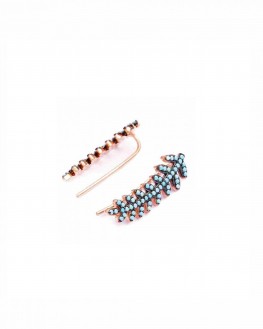 Boucles d'oreilles lauriers plaqué or rose turquoises - Madame Vedette, créatrice de bijoux tendance