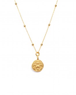 Collier plaqué or avec médaille tête de lion - Madame Vedette, création bijoux tendances