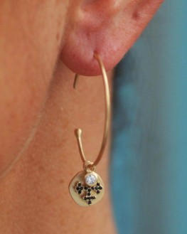 Boucles d'oreilles créoles plaqué or et brillant zircon - Bijouterie fantaisie pour femme - Madame Vedette