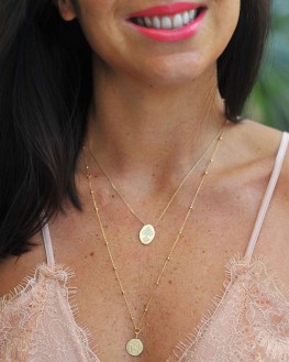 Sautoir pendentif médaille plaqué or pour femme - Madame Vedette, bijoux fantaisie tendance