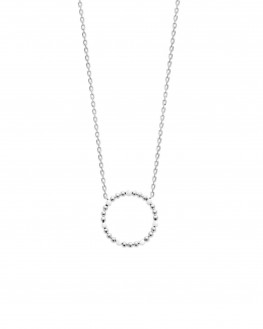 Collier tendance argent 925 cercle email blanc - Atelier bijoux fantaisie Madame Vedette