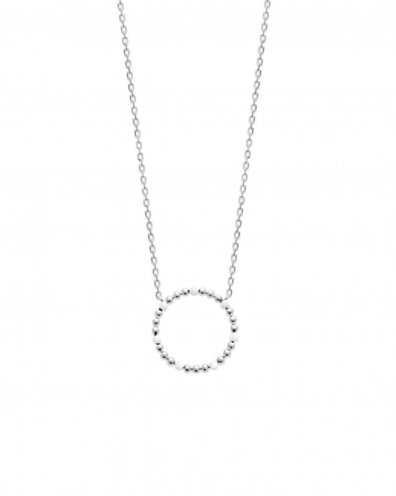 Collier tendance argent 925 cercle email blanc - Atelier bijoux fantaisie Madame Vedette