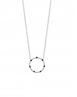 Collier chaîne pendentif cercle argent 925 émail noir - Création bijoux Madame Vedette