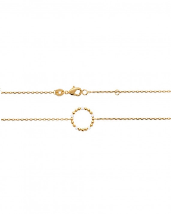 Bracelet plaqué or et perles email blanc pour femme - Création bijoux atelier Madame Vedette