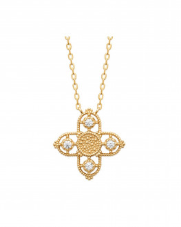Collier plaqué or pendentif croix antique brillants zircon - Madame Vedette