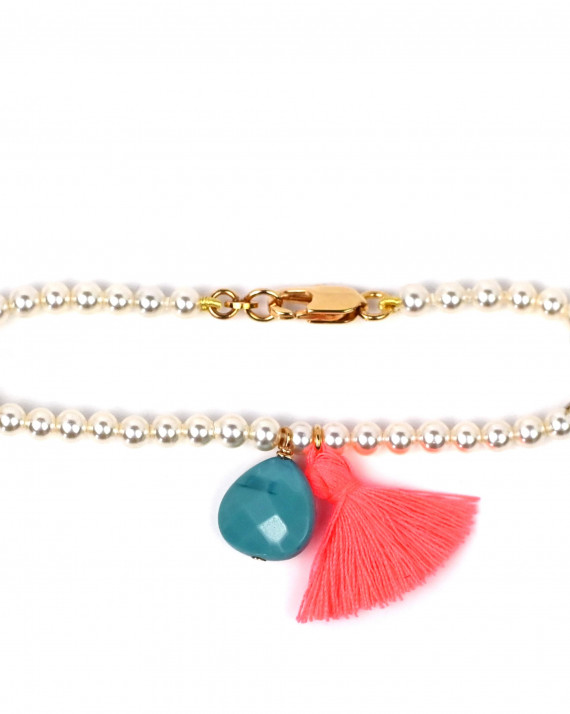 Bracelet perles création pampilles pompon pour femme - Atelier Madame Vedette