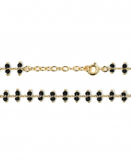 Bracelet chaine fin plaqué or 18 carats perles noires - Atelier bijoux Madame Vedette