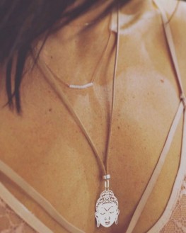 Inspiration composition collier sautoir suédine bouddha argent 925 - Création femme mode Madame Vedette