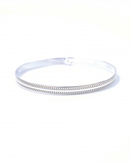Bracelet jonc cadenas pour femme argent 925 double ligne pointillés - Madame Vedette