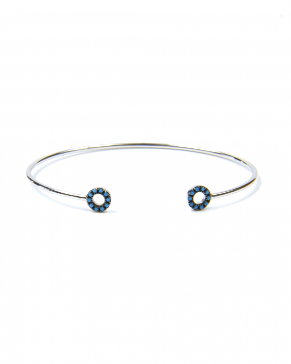 Top tendance bracelet femme jonc ouvert argent 925 cercles turquoises - Bijoux de créateur - Madame Vedette