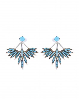 Boucles d'oreilles argent 925 turquoises femme - Bijoux créateur Madame Vedette