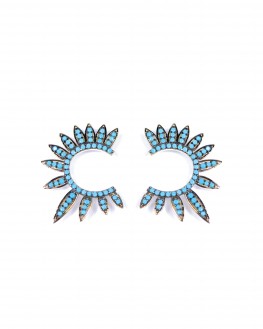 Exclusivité tendance boucles d'oreilles femme en argent 925 et turquoises - Bijoux de créateur - Madame Vedette