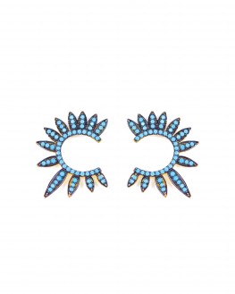 Boucles d'oreilles plaqué or turquoises femme - Bijoux créateur Madame Vedette