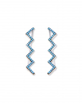 Boucles d'oreilles argent 925 zig zag turquoises femme - Bijoux tendance Madame Vedette