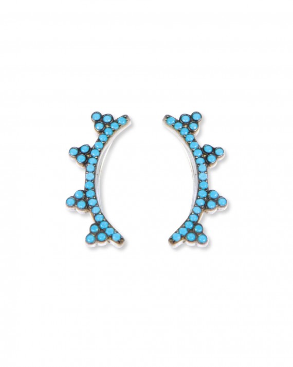 Boucles d'oreilles argent 925 turquoises tendance femme - Bijoux créateur Madame Vedette