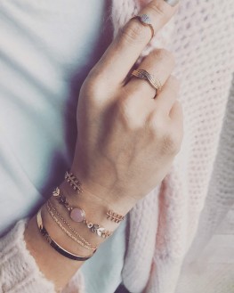Composition bracelets jonc cadenas ruban plaqué or tendance - Bijoux de créateurs - Madame Vedette