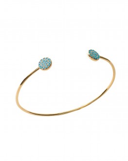 Bracelet jonc ouvert tendance en plaqué or pierres turquoises - Bijoux créateur femme - Madame Vedette