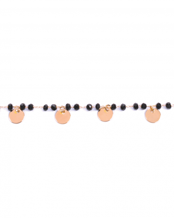 Bracelet chaîne plaqué or rose perles et pampilles médailles pour femme - Bijoux créateurs fantaisie - Madame Vedette