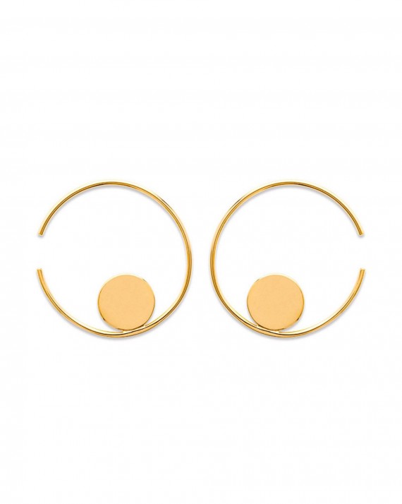 Boucles d'oreilles pastilles créoles dorées or fin - Collection bijoux créateur - Madame Vedette