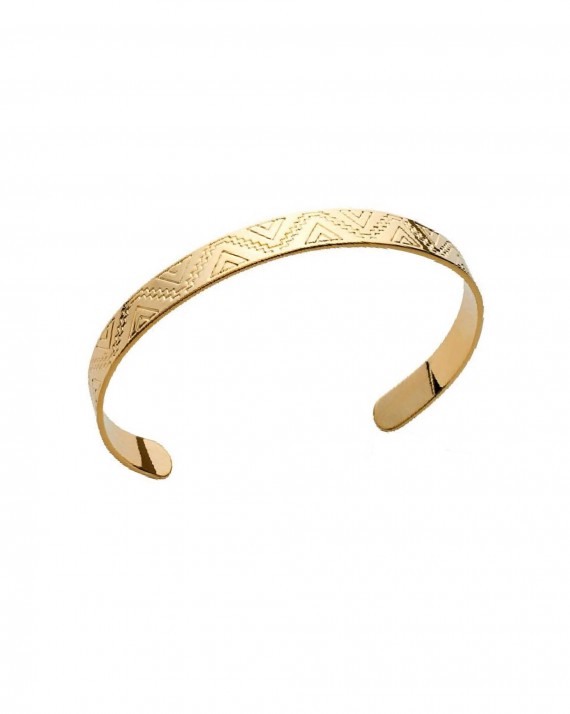 Acheter bracelet jonc ouvert ethnique en plaqué or - Bijoux de créateur femme - Madame Vedette
