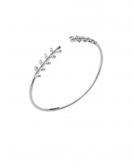 Nouveauté bracelet femme jonc ouvert argent 925 motifs lauriers - Bijoux création - Madame Vedette