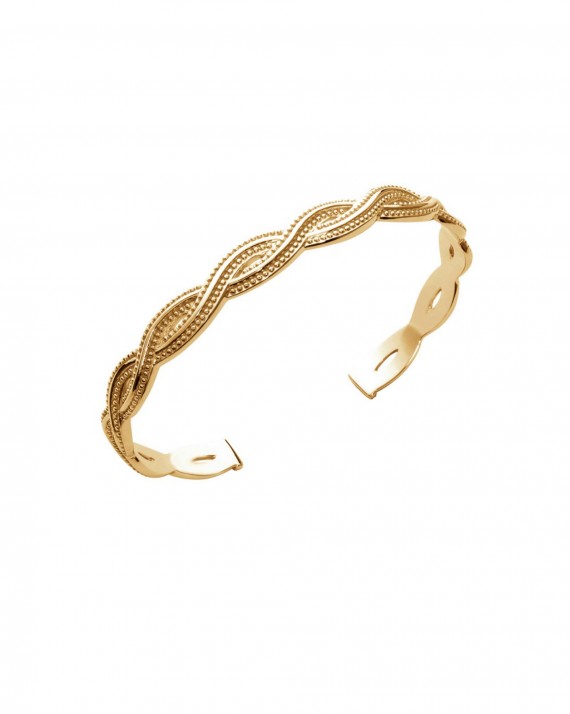 Bracelet jonc ouvert tressé plaqué or à la mode sur Instagram - Bijoux créateur - Madame Vedette