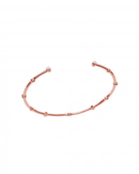 Bracelet jonc ouvert plaqué or rose brillants - Bijoux créateur mode tendance - Madame Vedette