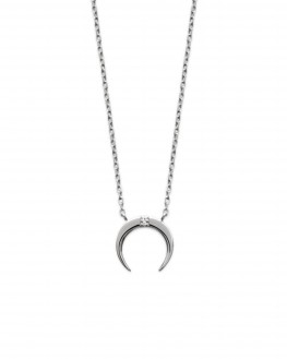 Collier chaîne pendentif corne strass argent 925 - Bijoux créateur tendance - Madame Vedette