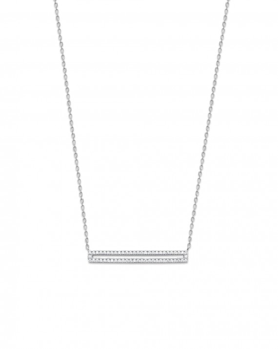 Collier chaîne argent 925 pendentif barre brillants - Bijoux  fins créateur - Madame Vedette