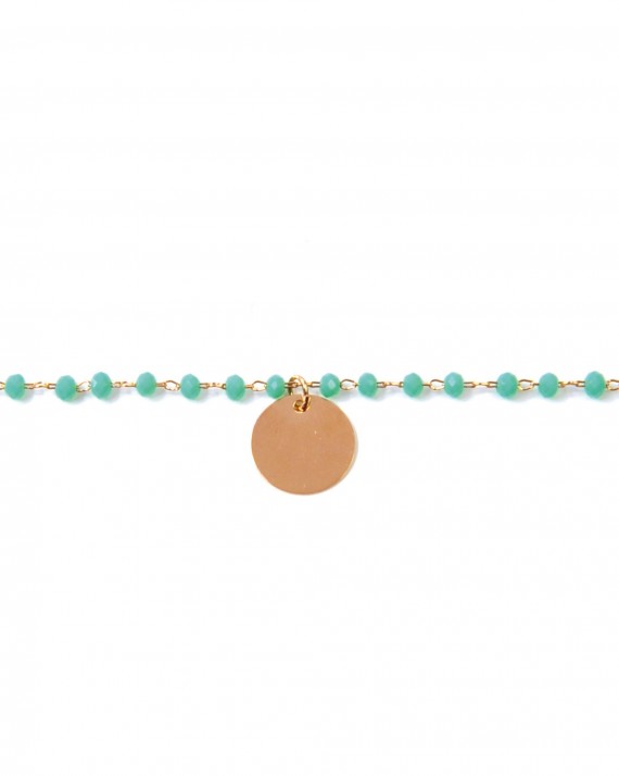 Acheter bracelet plaqué or rose perles et pampille médaille - Bijoux créateur - Madame Vedette