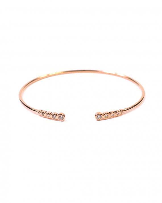 Bracelet jonc ouvert plaqué or rose brillants - Tendance bijoux créateur vue sur Instagram - Madame Vedette