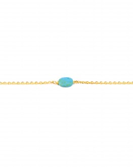 Bracelet chaîne plaqué or pierre turquoise - Bijoux créateur blog mode - Madame Vedette