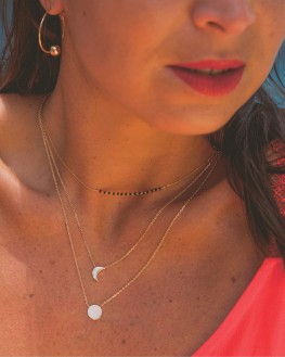 Bijoux créateur collier chaîne fine plaqué or petites perles - Tendance mode - Madame Vedette