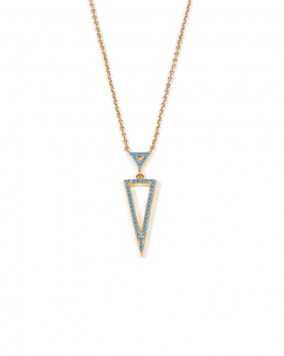 Collier chaîne triangles et turquoises plaqué or - Création bijoux femme tendance - Madame Vedette